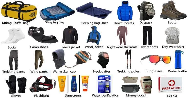 equipment and packaging list